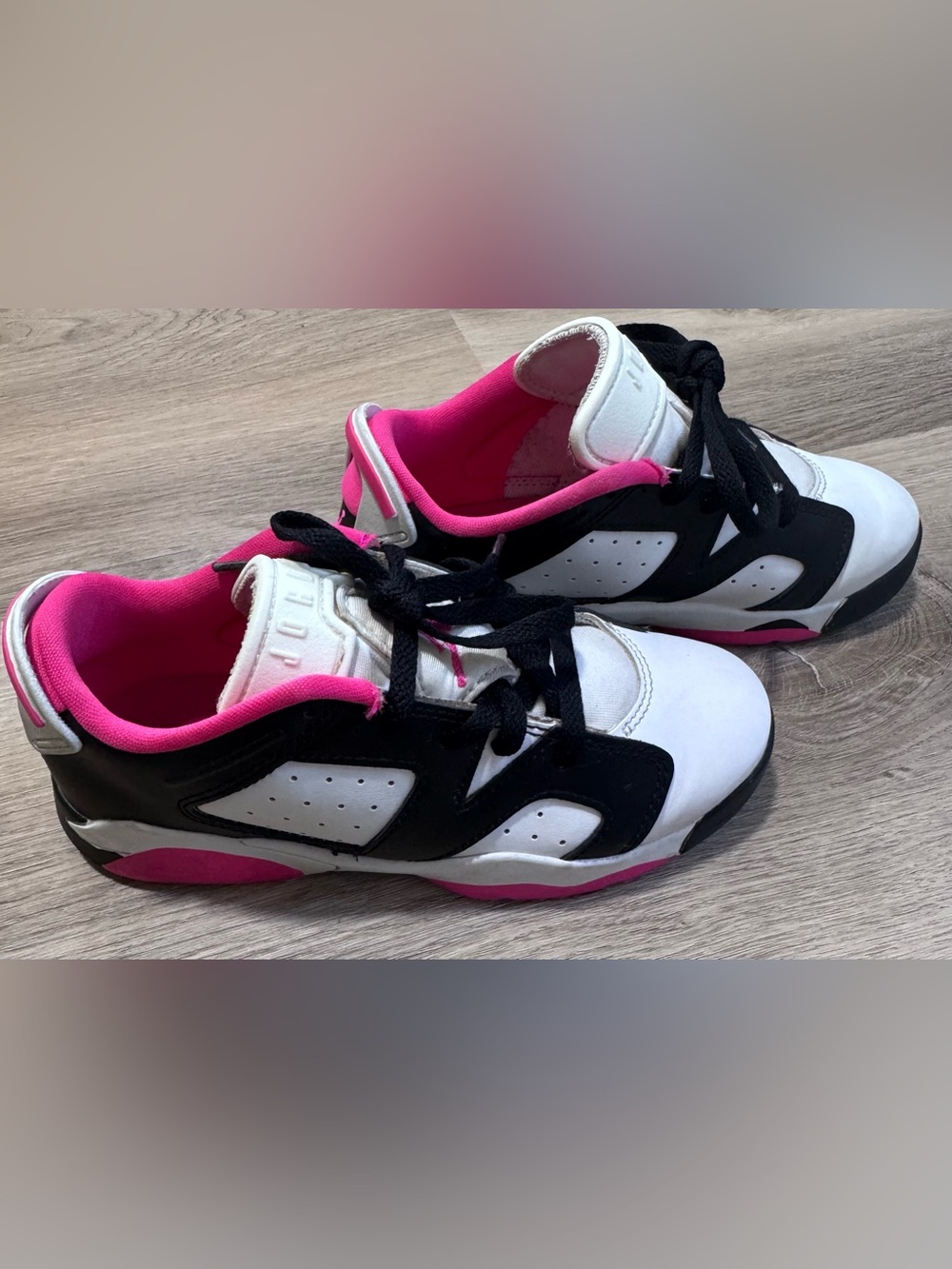 Air Jordan 6 Retro Low “Fierce Pink” Sneakers White, Black, Pink 13c